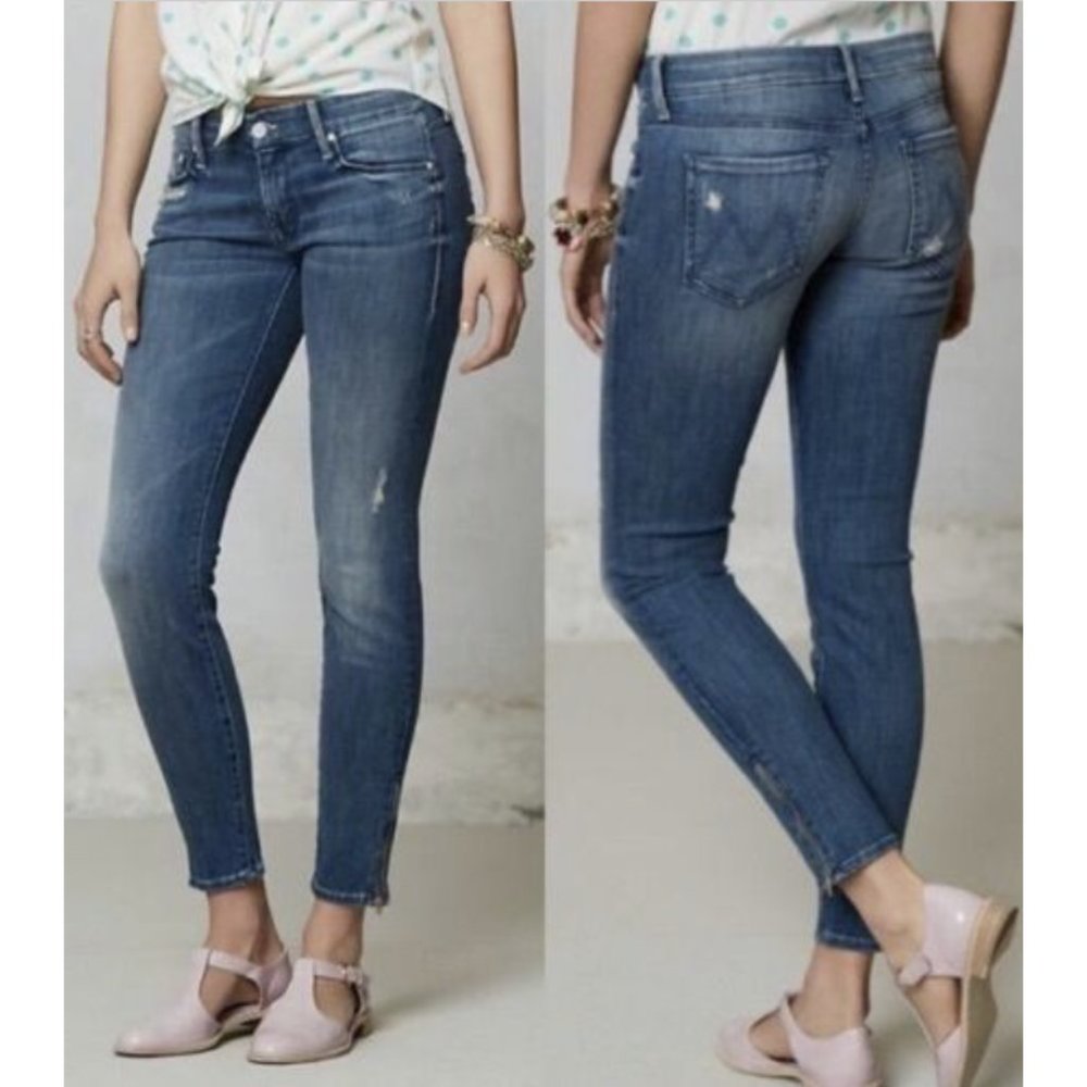 MOTHER Women Skinny Jeans in Medium Blue Wash